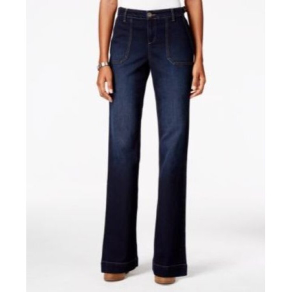 Style & Co Mid Rise Trouser Jeans Womens 8 Blue Dark Wash Stretch NEW